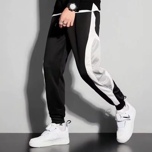 Pantalones de chándal de cintura alta de lona elásticos y cómodos para hombre, pantalones de uso diario con cintura elástica y bolsillos con cremallera, talla XL - Product Image 1