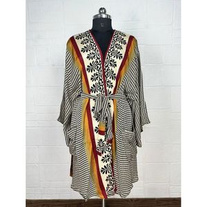 Vintage Silk Riya Short <b>Kimono</b> Lightweight Boho Robe Perfect <b>Beach</b> Coverup for Her Recyclable Swimsuit Accessory Soft Breathable - Product Image 1