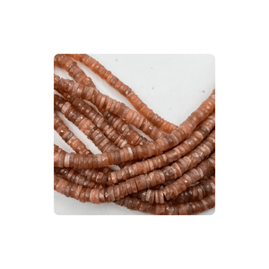 Perles Heishi facettées en pierre de lune pêche naturelle de qualité supérieure, 7-10 mm, forme en étagères, 14 pouces, couleur rose, certifiées pour la vente en gros - Product Image 3