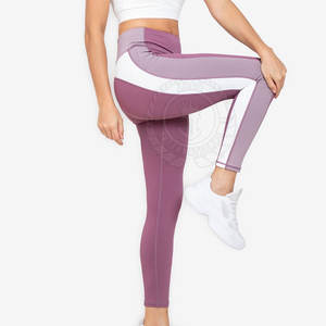 Venta al por mayor último diseño sólido medio elástico cintura Yoga Leggings pantalones de alta calidad Activewear secado rápido transpirable - Product Image 4