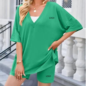 2025 été et printemps nouvelles femmes deux pièces revers imprimé fermeture éclair chemise à manches longues décontracté couleur unie Shorts dames costume ensembles - Product Image 1