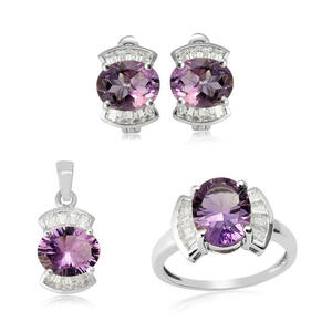 ชุดจี้925สำหรับเป็นของขวัญอัญมณีซิทรีนสีเงินสเตอร์ลิงแหวนรูปหัวใจ - Product Image 6