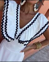 Vestido Midi Formal Boho con Cuello Cuadrado, Tejido Transpirable, Capa Transparente de Algodón, Ribete en Contraste, Sin Mangas, Ajustado, Color Sólido Natural