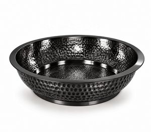 Bassin de pédicure en cuivre noir 100% authentique, couleur noire antique, rond, en métal martelé, pour trempage des pieds, avec surface lisse - Product Image 1