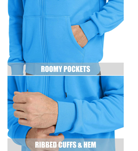 Ultra Soft Touch Fabric Winter Men's Custom Logo Fleece Streetwear Sudadera con capucha Transpirable y a prueba de viento Mezcla de algodón de manga larga - Product Image 5