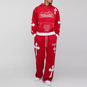 ชุดวอร์มสำหรับผู้ชายแผ่นปักลายสีทึบแบบสวมหัวมีฮู้ดชุดวิ่งออกกำลังกายระบายอากาศได้ตามต้องการ - Product Image 3