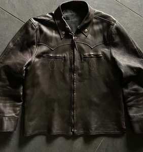 High Quality Customizable Cow Skin Leather Jacket Logo <b>Vintage</b> Style Denim Fabric Plain Dyed Zipper Winter OEM Service Available - Product Image 3