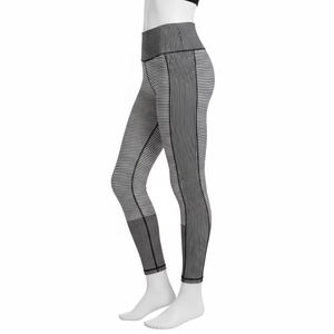 Striped Sweat Wicking Yoga <b>Leggings</b> Polyester Spandex Breathable High Waist Gym Fitness Tights <b>Women</b> Sportswear Wholesale - Product Image 2