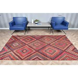 Alfombra Grande Vintage de 4.8x8.6 pies, Alfombra Turca, Alfombra Kilim con Diseño Floral Rojo - Product Image 2