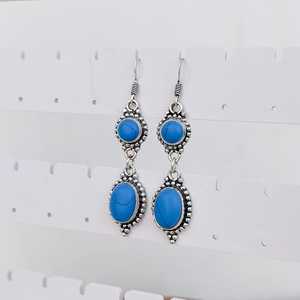 Boucles d'oreilles pendantes multicolores turquoise en argent plaqué 925, bijoux bohèmes de luxe faits à la main, gouttes de cristal, cadeau de mariage pour elle, pièce maîtresse - Product Image 3