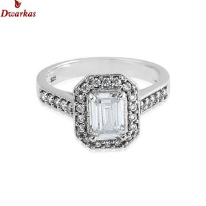 Venta al por mayor Fine CZ Halo S925 Anillo de bodas de plata esterlina Conjunto de joyas de circón clásico para fiestas y dedos para aniversarios - Product Image 2