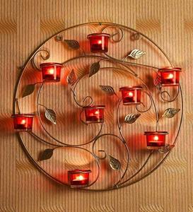 Support de T-Light en Métal de Forme Ronde Doré avec Glasses Rouges Décoration de Mariage au Prix le Plus Bas en Inde Noël - Product Image 1