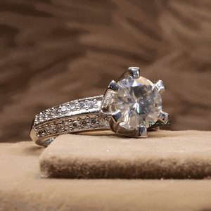 Round Cut Lab Grown Diamond Sterling <b>Silver</b> Prong Set <b>Solitaire</b> Engagement <b>Ring</b> for Women Cute RITZIN - Product Image 5