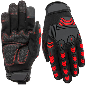 Guantes de mecánico resistentes a los golpes de color rosa con cuero y TPE, transpirables, cómodos, de 8 oz de espesor, protección TPR - Product Image 3