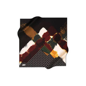 Vintage Designer Silk Crepe Satin Scarf Abstract Pattern Spring Summer Accessory - Product Image 1