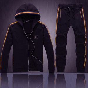 Venta al por mayor sublimación espacios en blanco Sudadera con capucha conjunto de diseño personalizado raya lateral cremalleras chándal hombres - Product Image 1