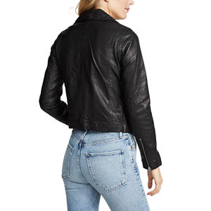Veste en cuir recadrée bleue blanche personnalisée de haute qualité pour femmes décorations de broderie Letterman respirantes - Product Image 5
