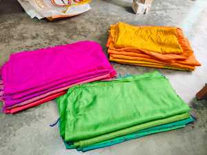 Tissu recyclé en soie de sari, tissu dobby sergé, ripstop, enduit PU, textile de maison pour filles, 1-2 mètres, couleurs vives - Product Image 3