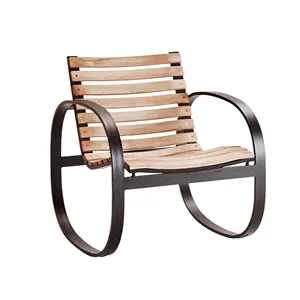 Design Moderno Alumínio Com Madeira Lounge Chair Jardim Móveis-Via