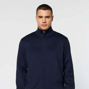 Ensemble de survêtement bleu marine pour homme, veste zippée unie et pantalon en mélange de polyester, vêtements de sport d'entraînement athlétique, tenue deux pièces - Product Image 2