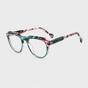 Montature per Occhiali in Acetato da Donna, Modello <span class=keywords><strong>Pantos</strong></span> Rotondo con Foro a Chiave, Bicolore Laminato a Righe, Fatto a Mano, Cerniera a Molla, OEM ODM Personalizzato, Ingrosso 2026 - Product Image 3