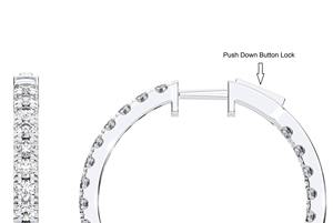 Simple Sophistication 2.00Ct Round Lab Grown Diamond Hoop <b>Earrings</b> in Out <b>Hinged</b> Sterling Silver Women's Classic Wholesale OEM - Product Image 3