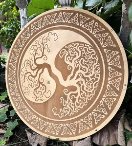 Bouclier rond en bois médiéval Viking, bouclier de reconstitution historique, bouclier décoratif rond de designer, cadeau artisanal Calvin - Product Image 2