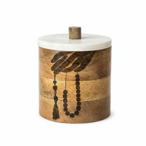 Pot de rangement en bois à succès avec couvercle en marbre, design « La vie est meilleure en Arabie Saoudite », boîte décorative pour la décoration de la maison - Product Image 6