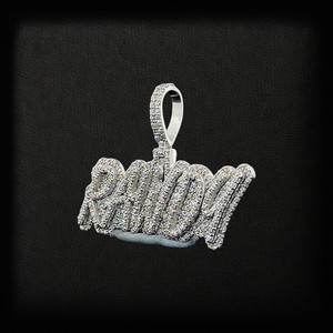 Colgante Personalizado con Inicial de Letra, Chapado en Rodio sobre Plata de Ley 925, Estilo Drip de Alto Brillo, con Diamante Moissanita VVS Brillante - Product Image 3
