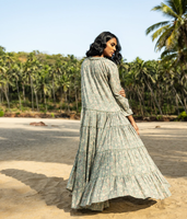 Robes à volants multi-niveaux en tissu de rayonne à imprimé floral pour femmes, robes à manches longues pour femmes, créateur de mode