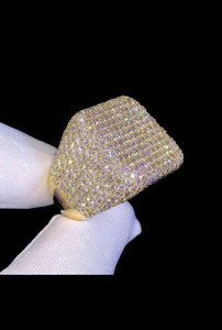 925 Sterling Silver Gold Plated Square <b>Iced</b> Out Moissanite Claw Setting Women's <b>Ring</b> Luxury Hip Hop Jewelry - Product Image 6