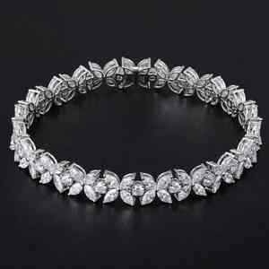 Pulsera de tenis unisex de plata de ley 925 con moissanita tallada VVS1 de 15 quilates, diseño floral en forma de mariposa, chapada en rodio, para boda - Product Image 4