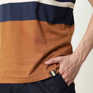 100% Cotton High Quality <b>Collarless</b> Color Block Casual Short Sleeve T-<b>Shirt</b> for <b>Men</b> High Street Plus Size From Pakistan - Product Image 6