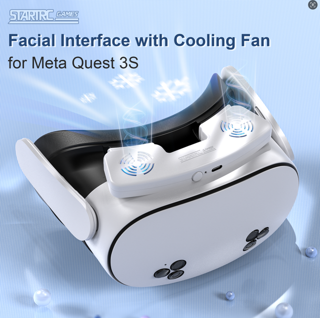 STARTRC GAMES Active Cooling Mask for Meta Quest 3 Ice Silk Facial Interface with Built-in Turbo Fan for VR Fitness