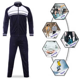 Chándal deportivo unisex con logotipo personalizado y rayas laterales, chándal de entrenamiento de retazos de 2 piezas informal para entrenamiento deportivo de invierno para hombre - Product Image 4