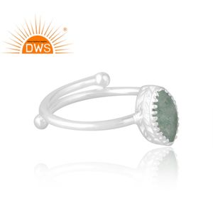 แหวนพลอยควอตซ์สีเขียวธรรมชาติทำจากเงินแท้ของ925เครื่องประดับที่ออกแบบได้เองเป็นของขวัญสำหรับผู้หญิงสำหรับผู้หญิง - Product Image 4