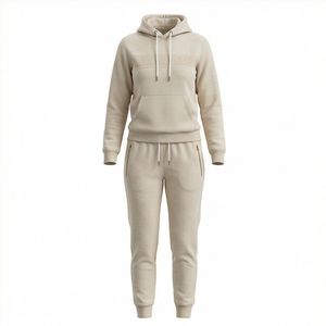 Chándal Bordado de Alta Calidad para Mujer, Transpirable y con Logotipo, Ideal para la Temporada de Invierno, Sudadera con Capucha y Pantalón de Patrón Sólido - Product Image 1