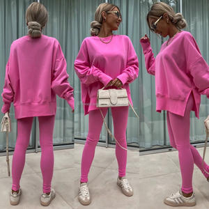 Conjunto Deportivo para Mujer, Sudadera Holgada y Leggings Ajustados, Cuello Redondo, Top Corto para Gimnasio - Product Image 3