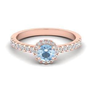 REYES Vente en gros Bague en argent sterling 925 avec pierre précieuse aquamarine ronde taille brillant 0,5 ct, certifiée GRA, bijoux en moissanite - Product Image 1