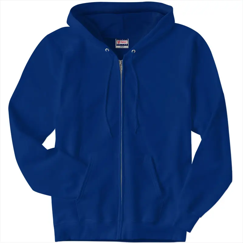 Hoàng Gia Màu Xanh dây kéo zip lên áo khoác hoodie với đội mũ trùm đầu tùy chỉnh 400 GSM mùa đông Hoodies cuối cùng bông đầy đủ-zip trùm đầu áo