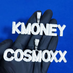 Collar con Colgante de Nombre Personalizado de Plata 925 con Moissanita, Collar con Letras con Aspecto de Diamante, Joyería Unisex de Lujo Estilo Hip Hop, Regalo - Product Image 3