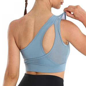 El último Sujetador deportivo sin costuras para mujer, gimnasio, Fitness, Yoga, ajustado, un hombro, Sujetador deportivo corto - Product Image 5