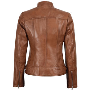 Chaqueta de Cuero para Mujer con Cierre Frontal, Cuello Alto, Múltiples Bolsillos, Mangas Largas, Transpirable, con Logotipo Personalizado e Impresión - Product Image 6