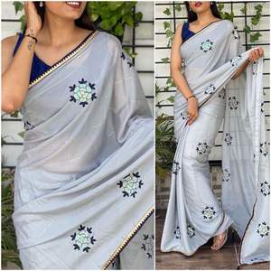 Saree-Bordado de seda ligero e informal, bordada con una secuencia de colores bonita, diseño de trabajo fácil de manejar, Saree de tendencias - Product Image 5