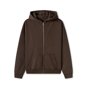 เสื้อฮู้ดมีซิปมีซิปสำหรับผู้ชายผ้าคอตตอนหนาแบบสั่งทำมีซิปรูดแบบเรียบผู้ผลิต - Product Image 3