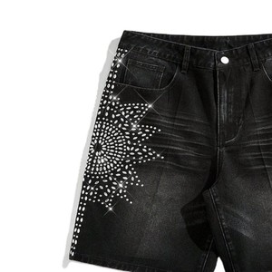 OEM taux bon marché nouvelle mode hommes strass court solide toile haute rue style écologique respirant Logo personnalisé/couleurs - Product Image 2