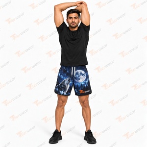 Tiierwear Short de bain pour homme à imprimé Lune de loup, séchage rapide, décontracté, avec poches, taille mi-haute et cordon de serrage - Product Image 6