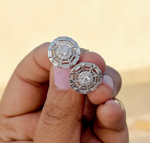 14K oro 1,06 Ct laboratorio cultivado diamante pendientes redondos Baguette pendientes laboratorio diamante pendiente para regalo para mujer - Product Image 3