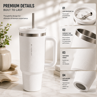 Gobelet isotherme de 40 oz avec poignée et paille, en acier inoxydable à double paroi, tasse de voyage sous vide, personnalisable OEM/ODM, vente en gros