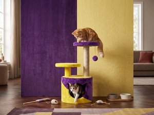 Amistar Azure Rainbow Classic Jute Cat Tree-Premium 3-<b>Level</b> Eco-Friendly Indoor Cat Scratcher Colorful Sisal Post Fun Carton - Product Image 3
